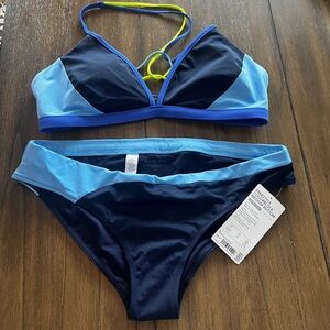 Athleta Navy and Light Blue Bikini Set